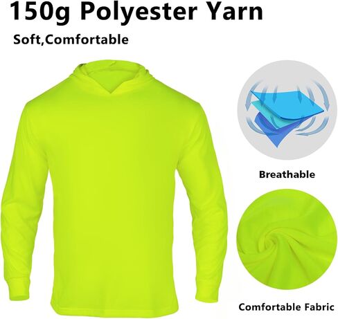 VENDACE High Visibility Safety Long Sleeve Shirts for Men 3 Pack Hi Vis Construction Work Shirts with Hood(MIX,3XL) in Kuwait