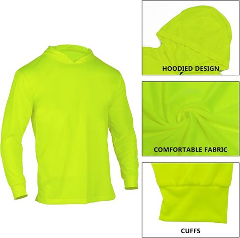 VENDACE High Visibility Safety Long Sleeve Shirts for Men 3 Pack Hi Vis Construction Work Shirts with Hood(MIX,3XL) in Kuwait