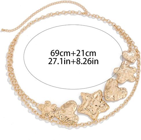 Metal Big Heart Pendant Waist Chain Belt Summer Beach Flower Body Chain Waistband Sexy Trendy Multi-layer Link Belly Chain Belt Bikini Star Waist Jewelry for Women in Saudi Arabia