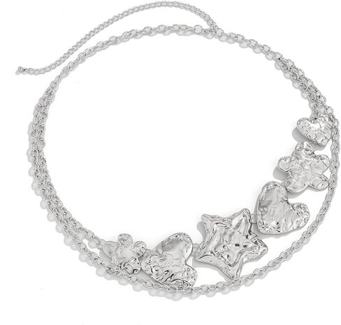 Metal Big Heart Pendant Waist Chain Belt Summer Beach Flower Body Chain Waistband Sexy Trendy Multi-layer Link Belly Chain Belt Bikini Star Waist Jewelry for Women in Saudi Arabia