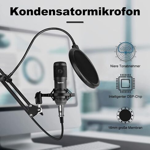 حزمة معدات بودكاست، واجهة صوتية مع ميكسر دي جيه الكل في واحد وميكروفون بث الاستوديو، مثالية للتسجيل والبث المباشر والالعاب، متوافقة مع الكمبيوتر والهاتف الذكي ومحطة اللعب in Kuwait