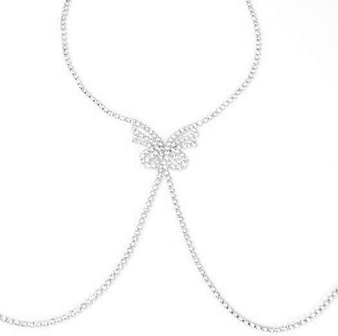 Rhinestone Butterfly Chest Chain for Women Adjustable Bra Body Chain Non Piercing Nipple Chain Bikini Beach Body Jewelry in Saudi Arabia