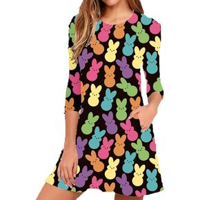 Roshop Women's Casual Long Sleeve Holiday Tunic Dress