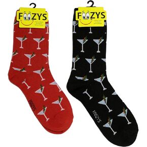 Foozys Women’s Crew Socks | Cute Martinis Drink Novelty Socks | 2 Pairs