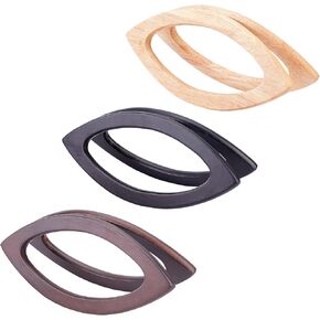PH PandaHall 6pcs Bag Purse Handle, 3 Color Wooden Handle Replacement Horse Eye Handle Decorative Handle Repair Tool for Crocheted Knitted Bag Beach Bag Straw Bag Purse Handles