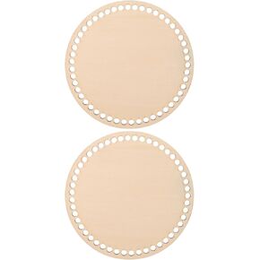Tofficu 2pcs Bag Bottom Lid Knitting Crochet, Wooden Bag Bottom Lid for Diy Knitting and Crochet, Shaping Base with Holes for Basket Weaving, Ideal for Crochet Baskets and Yarn Storage