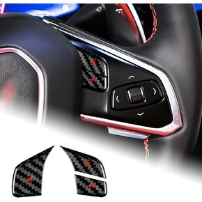 AIRSPEED for C8 Steering Wheel Circle Cover Sticker Real Carbon Fiber Steering Wheel Round Decorative Trim for Corvette C8 2020 2021 2022, Red