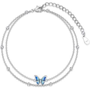 Nature Style Bracelet for Women Charm Link Bracelet Adjustable Pineapple/Dragonfly/Butterfly/Daisy/Highland Cow Anklet Bracelet 925 Sterling Silver Anniversary Jewelry Birthday Gifts