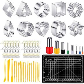 Yayatty 153 PCS Polymer Clay Cutters Set, 30 Shapes Clay Earring Cutters with Earrings Accessories, Clay Pattern Cutting Molds, Plastic Clay Cutters for Polymer Clay Jewelry Making