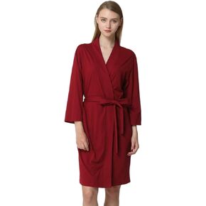 Anna King Women's Cotton Robe lightweight Soft Kimono Knit Bathrobe Loungewear Sleepwear Short S-XL