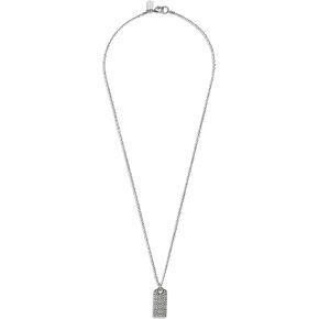 COACH Men's Unisex Sterling Silver Signature Quilted Pendant Necklace