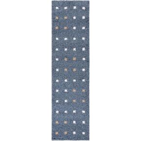 SAFAVIEH Calico Shag Collection Runner Rug - 2'2" x 8', Blue & Ivory, Polka Dot Design, Non-Shedding & Easy Care, 1.6-inch Thick Ideal for High Traffic Areas in Living Room, Bedroom (CLC102M)