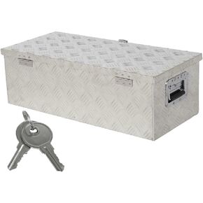 20 Inch Heavy Duty Aluminum 5 Bar Tread Tool Underbody Box Waterproof Square Truck Storage Organizer Chest for Pick Up Truck Bed RV Trailer with T-Handle Lock and Keys (Silver)