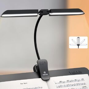 Vekkia Folding Music Stand Light, Portable 42 LED Rechargeable Super Bright Clip On Piano Lamp,Professional 5 Brightness×3 Color Temperature, Perfect for Grand Piano, Book Reading