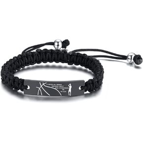 VNOX Inspiration Sport Bracelet for Men Teen Boys | Handmade Rope Bracelet Wristband Basketball/Baseball/Soccer/Football Bracelet Gifts for Athletes Basketball Player Sport Fans