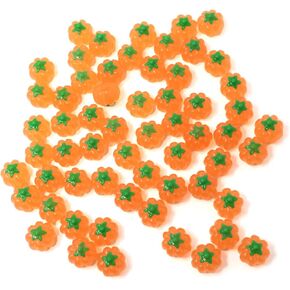 Honbay 60PCS Autumn Pumpkin Flatback Resin Charms Cute Pumpkin Slime Charms Fall Theme Resin Embellishments Thanksgiving Halloween Resin Cabochons Decoration Accessories for Hair Clip Phone Case