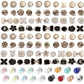 98 Pieces Pearl Brooch Pins, Mini Cover up Buttons Pearl Safety Pins with Box for Women Blouse Dress Pants Pin Closure