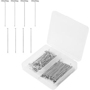 350pcs Fine Straight Pins & T Pins, 1.4in Flat Head Pins & 1.5in Wig T Pins Metal Dressmaker Pins Blocking Pins Jewelry Making Pins for Earring Pendant Jewelry Making Crafts Sewing