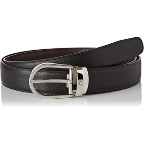 MontBlanc Reversible Leather Belt- Black/Brown, Brand Size 47
