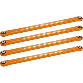 TREAL Aluminum 7075 Lower 4-Link Bar Set, 160.5mm for Losi LMT 4WD Solid Axle Mega Truck Bog Hog/King Sling(Orange)