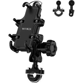 Anti-Vibration Dampener Motorcycle Phone Mount, One-Hand Operation Motorcycle Bike Phone Holder Holds 4.7"-7.1" Cell Phones on Handlebar, Cell Phone Holder for Bike Motorcycle Scooter ATV