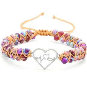 For Granddaughter - For You Are Always In Mine Beads Bracelet, Double Layer Natural Emperor Jasper Beaded Wrap Bracelet Infinity Heart Bracelet for Mind Peace Bracelet For My Granddaughter