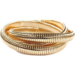tenghong2021 Bohemian Gold Silver Chunky Bangle Multilayer Stretch Snake Chunky Bracelets for Women Men Layered Stretchy Link Chain Bracelet Wide Wristband Trendy Jewelry