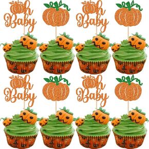 Rsstarxi 1 Pack Pumpkin One Cake Topper, First Birthday Cake Topper, Fall Baby Shower Pumpkin Party Decorations for Autumn 1st Birthday Party Cake Decorations Orange
