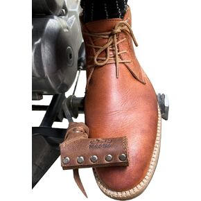 Hide & Ride, Set of 2 Shift Lever Sock, Shifter Shoe Protection, Gear Cover, Motorcycle Accessories, Full Grain Leather, Handmade, Bourbon Brown