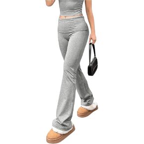 SHENHE Women's Fold Over Flare Leggings Stretch Bell Bottom Bootcut Yoga Lounge Pants