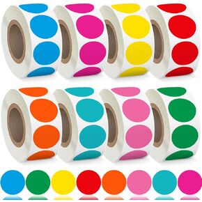 4000 PCS Colored Dot Garage Sale Stickers,Color Coding Labels Yards Sale Price Stickers for Toddlers Office,Classroom,Bright Student Color Stickers Dots(8 Rolls,500 Labels/Roll)