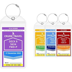 Luggage Tags for Suitcases, Cruise Ship Essentials, Cruise Luggage Tag Holder for Royal Caribbean and Celebrity Cruises on Boarding Day (7.5"× 3.3", 4 Piece)