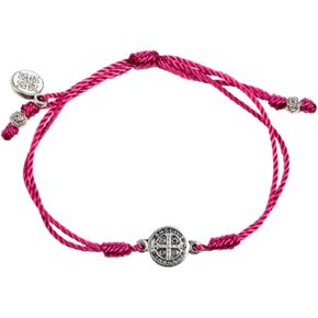 My Saint My Hero Breathe Bracelet - Silver Medal (Fuchsia, Silver-Plated-Base)