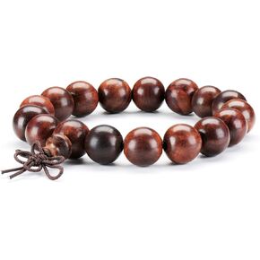 12mm Sandalwood Bead Bracelet Tibetan Meditation Buddhist Prayer Mala Elastic Bracelet