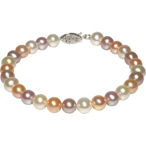 Multicolor Freshwater Cultured Pearl Bracelets 6-8 Inch for Women AA Quality 5-8mm Multicolor Bracelet Sterling Silver Clasp - Orien Jewelry