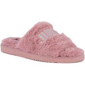 Juicy Couture Women's Slide Sandals With Faux Fur Slipper Sandals, Furry Slides, Womens Slip On Slippers-Eldoris 2-Mauve Small in Kuwait