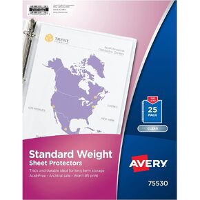 Avery 75530 Sheet Protector Standard-Weight 8-1/2-Inch x11-Inch 25/PK Clear