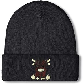 Hicarer Beanie Winter Hat for Women Cute Sloth Highland Cow Embroidered Beanie Winter Hat for Sloth Highland Cow Lovers Gifts
