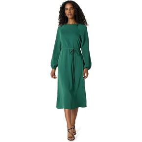 The Drop Women's Standard Dolman Balloon Sleeve Belted Midi Dress
