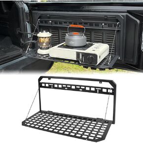 طاولة الباب الخلفي MAIKER للوحة Jeep Tailgate MOLLE لعام 2007-2024 Jeep Wrangler JK JKU JL JLU رف تخزين قابل للطي من سبائك الألومنيوم (لا تناسب موديلات JK مع مضخم صوت المخزون)