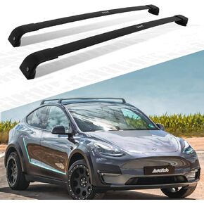Upgraded Noiseless Lockable Roof Rack Fits for Tesla Model Y 2020 2021 2022 2023 2024 Cross Bar All Aluminum Kayak Bike Crossbar Rooftop Luggage Cargo Carrier for Canoe Rack