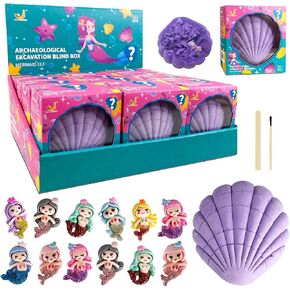 Mermaid Dig Kit, 12 Surprise Mermaid Discover, Great Science STEM Toys Mining Set, Party Favor Geology Gifts for Kids, Ages 3 and Up
