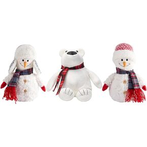 Elements Winter Door Stopper - Snowman & Polar Bear (Set of 3) Festive Holiday Decor - Decorative Door Stopper, Heavy Duty Polyester - Christmas & Seasonal Decorations, Durable Indoor Door Wedge