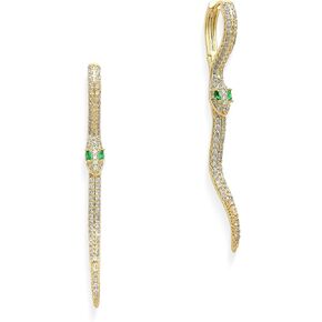 JeanBeau Gold Snake Hoop Huggie Earrings for Women Funky Long Rhinestone Gothic Animal Serpent Twisted Dangle Earings Prom Hypoallergenic Fashion Jewelry Gift