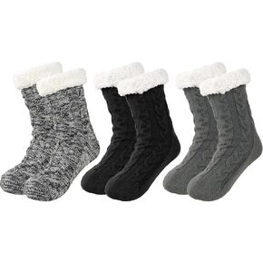 BenSorts Men Fuzzy Slipper Socks with Grippers Non Slip Indoor House Socks Christmas Gifts