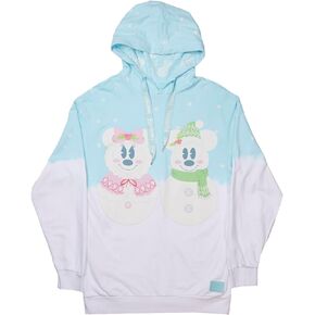 Loungefly Apparel Disney Mickey & Minnie Pastel Snowman Unisex Hoodie - Disney Christmas Disneybound