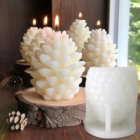 Christmas Pinecone Silicone Candle Molds, 3D Xmas Theme Resin Concrete Mould DIY Supplies Ornament Mold Soap Mold Doc (1)