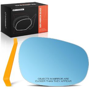 A-Premium Right Passenger Side Heated Mirror Glass with Backing Plate - Compatible with BMW 320i, 323i, 325i, 328i, 328i xDrive, 335d, 335i, 335i xDrive, 335is - Blue Exterior Side View Convex Mirror