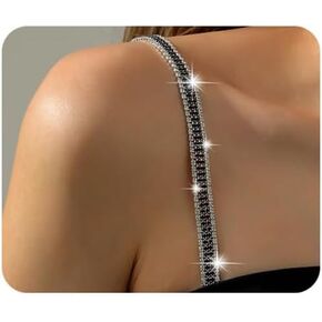 1Pair Silver Rhinestone Bra Straps,Multi-layered Rhinestones Bra Shoulder Chain,Crystal Lingerie Straps Jewelry,Wedding Bridal Rhinestone Underwear Chain for Women Dress