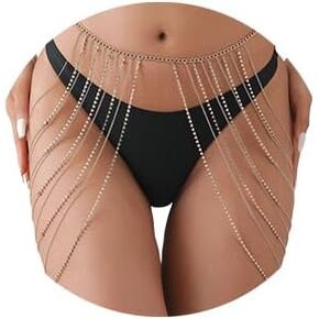 Rhinestone Body Chains Skirt Silver Sexy Belly Chain Dresses Festival Outfits Summer Body Bottom Jewelry for Women and Girls